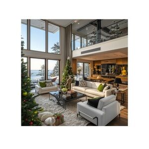 HANDCRAFTED digital art print / poster by me Festive Green and White Holiday art